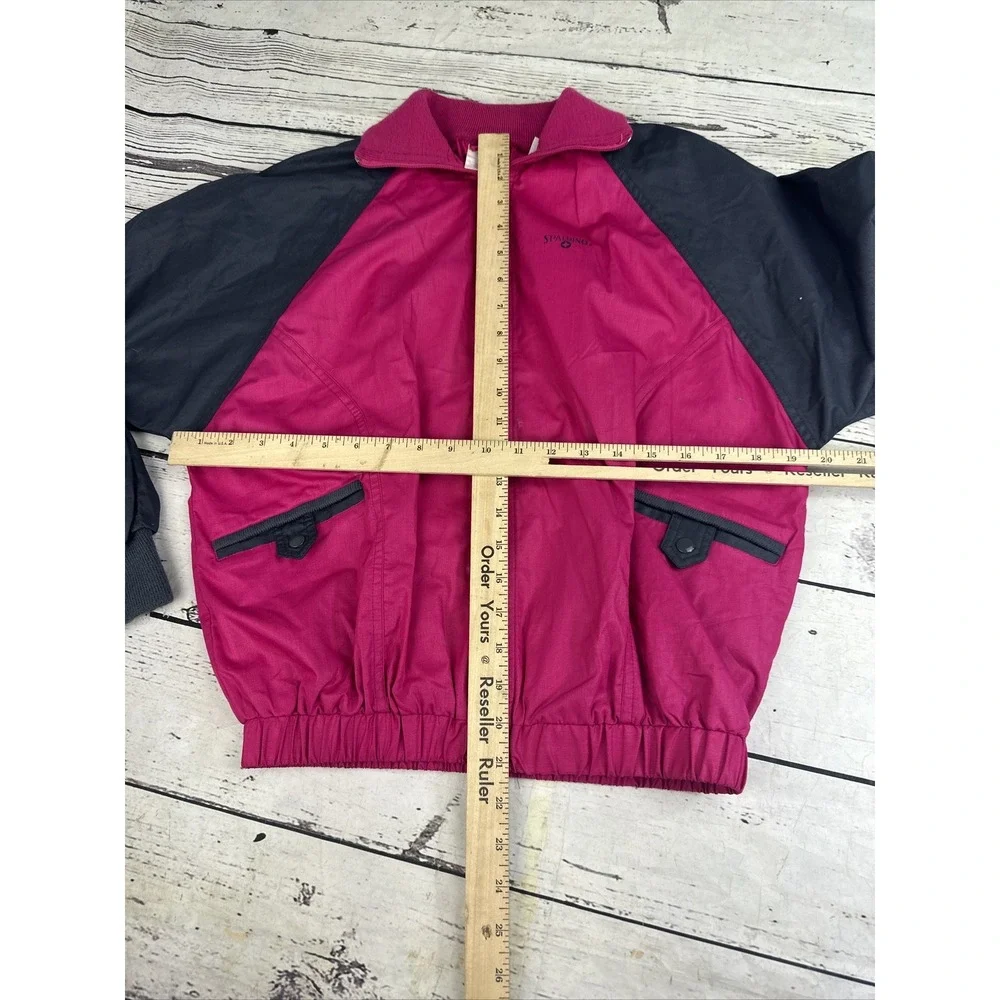 Spalding Vintage Women Track Jacket Small Full Zip Pink Gray Activewear Retro